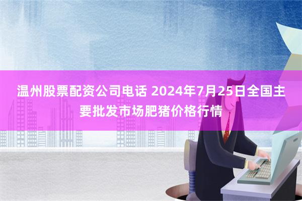 温州股票配资公司电话 2024年7月25日全国主要批发市场肥猪价格行情