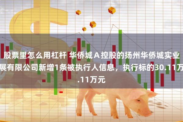 股票里怎么用杠杆 华侨城Ａ控股的扬州华侨城实业发展有限公司新增1条被执行人信息，执行标的30.11万元