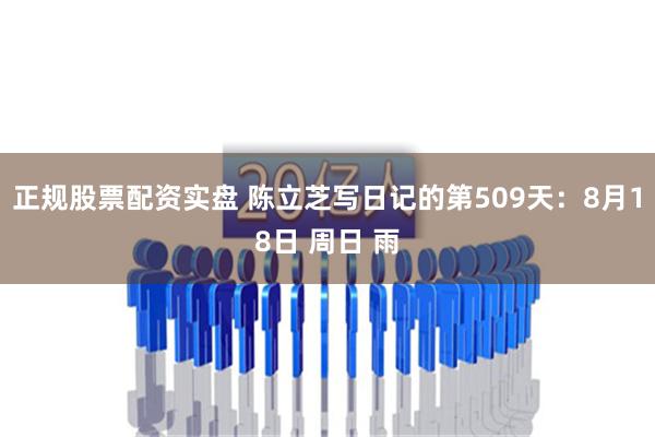 正规股票配资实盘 陈立芝写日记的第509天：8月18日 周日 雨